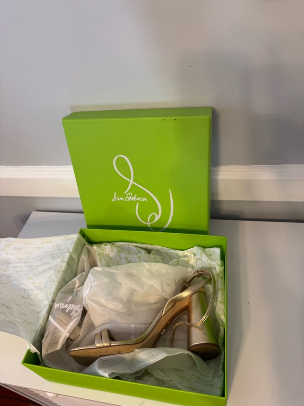 Sam Edelman Metallic Gold Strappy Block Heel Formal Sandals Size 8.5 - Picture 2 of 12